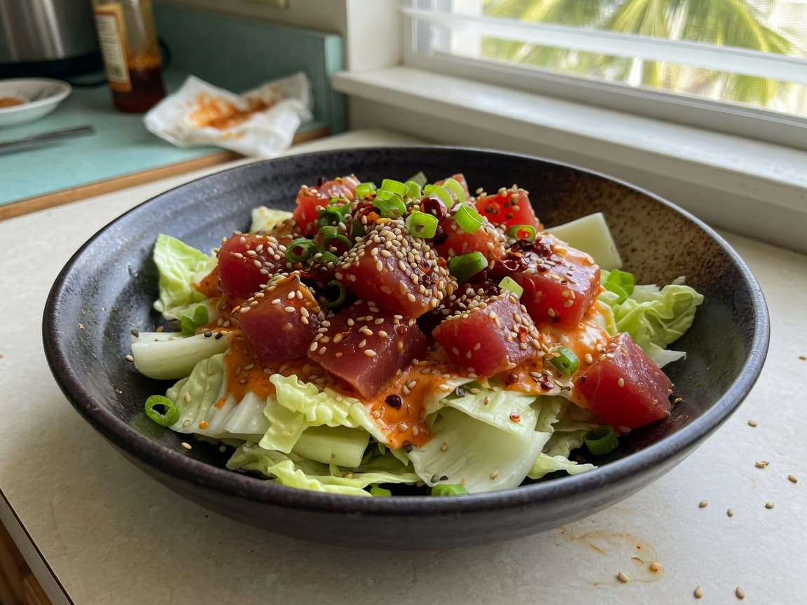 Spicy Ahi on Won Bok (Not a Rice Bowl)